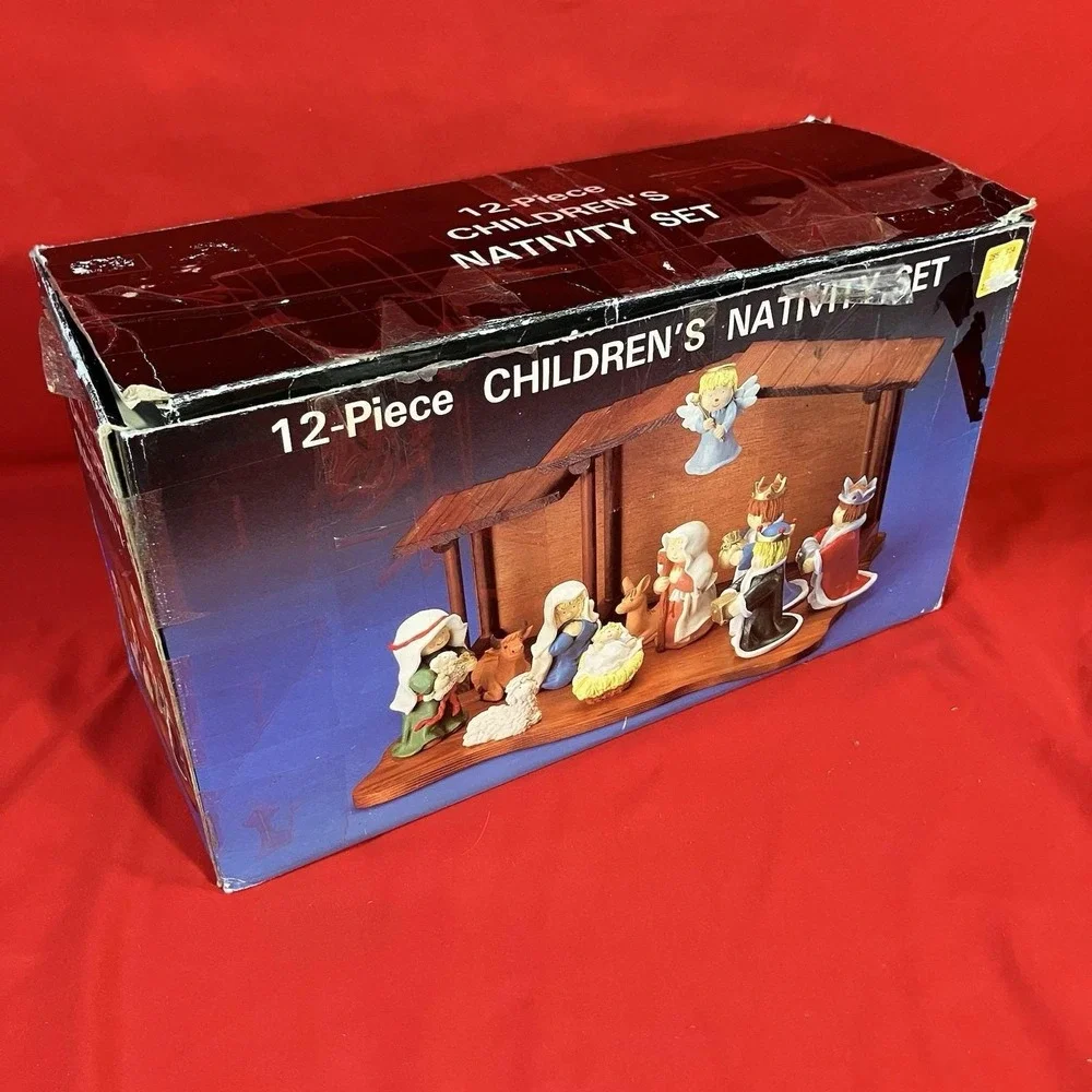 Vintage Frank's Nursery & Crafts Children's Nativity Set / 12 Pieces / Flaws